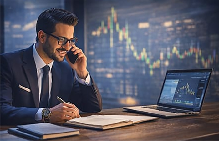 Financial advisor on phone